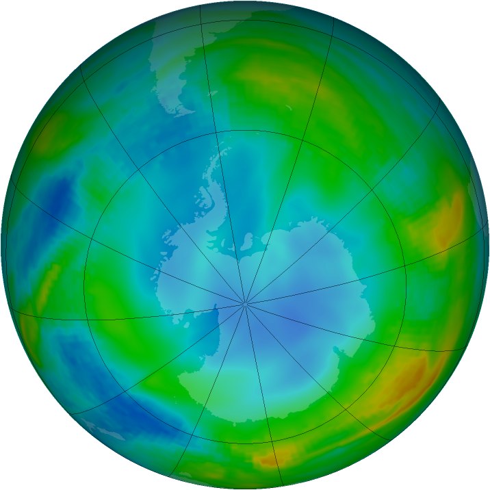 Antarctic ozone map for 09 July 1988